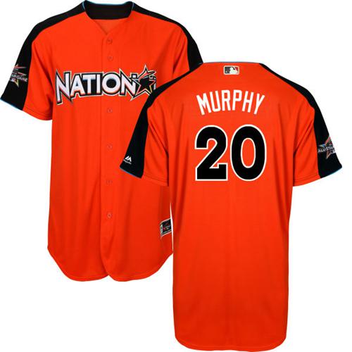 Nationals #20 Daniel Murphy Orange All-Star National League Stitched MLB Jersey